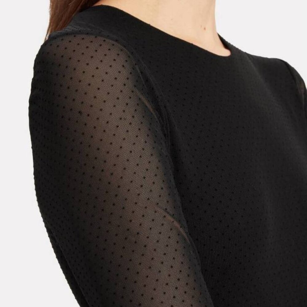 GANNI Addison Swiss Dot Black Mesh Maxi Dress Ruffle Hem, EU 36 US 4 Small - Picture 4 of 15